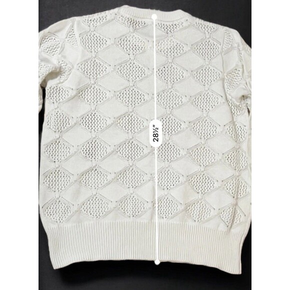 Oversized Crew Neck Ivory Knit Sweater Diamond Pattern Novelty Stitch Women’s 1X - Picture 10 of 10